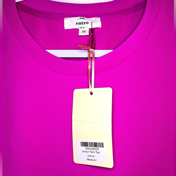 🆕 Entro | Jordyn Tank Top | Scalloped Ric Rac Trim Tank | Fuchsia | Medium - Picture 4 of 5